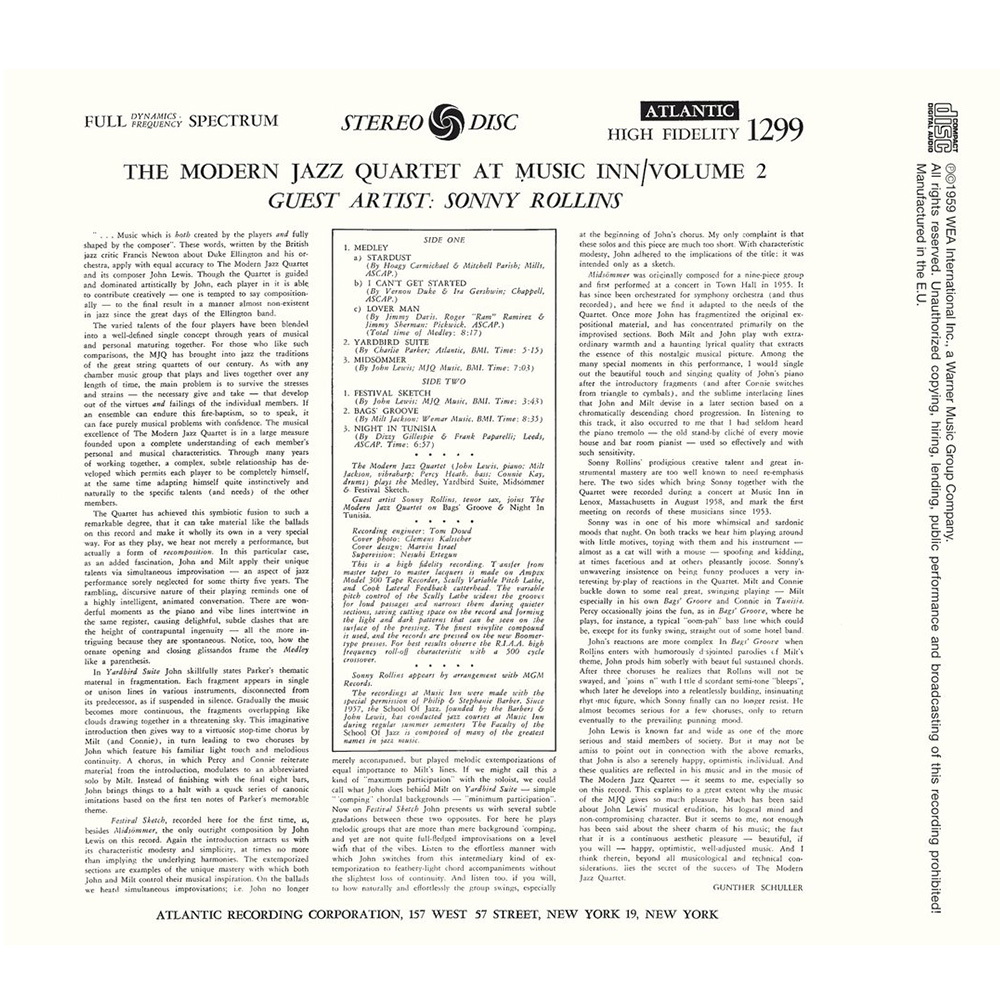 Modern Jazz Quartet, At Music Inn Guest Artist: Sonny Rollins