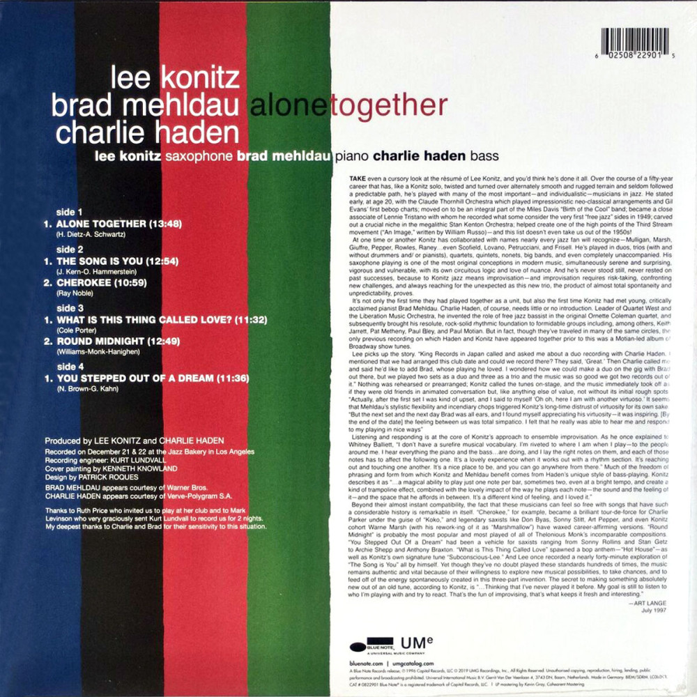 Lee Konitz & Brad Mehldau & Charlie Haden – Alone Together (2LP)