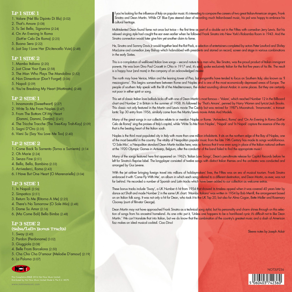 Dean Martin – Italian Love Songs | Limited Edition Coloured Vinyl (3LP)