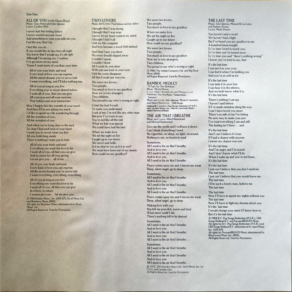 Julio Iglesias – 1100 Bel Air Place (LP)