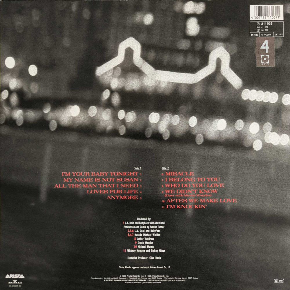 Whitney Houston – I'm Your Baby Tonight (LP)
