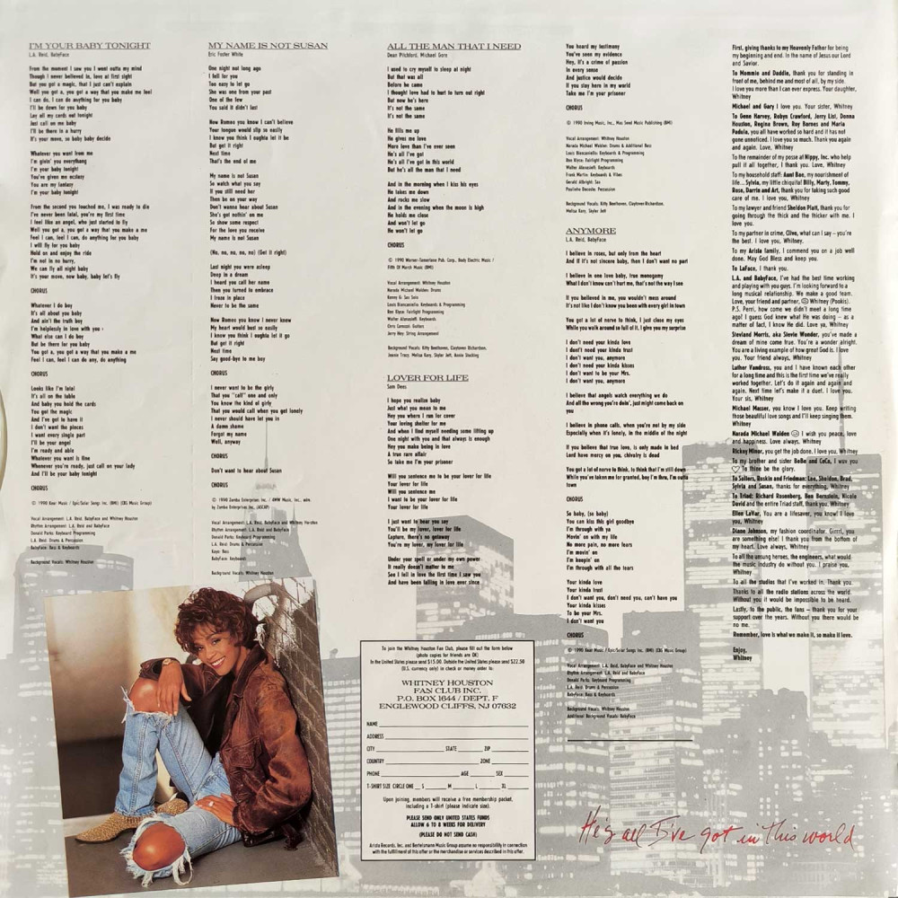 Whitney Houston – I'm Your Baby Tonight (LP)