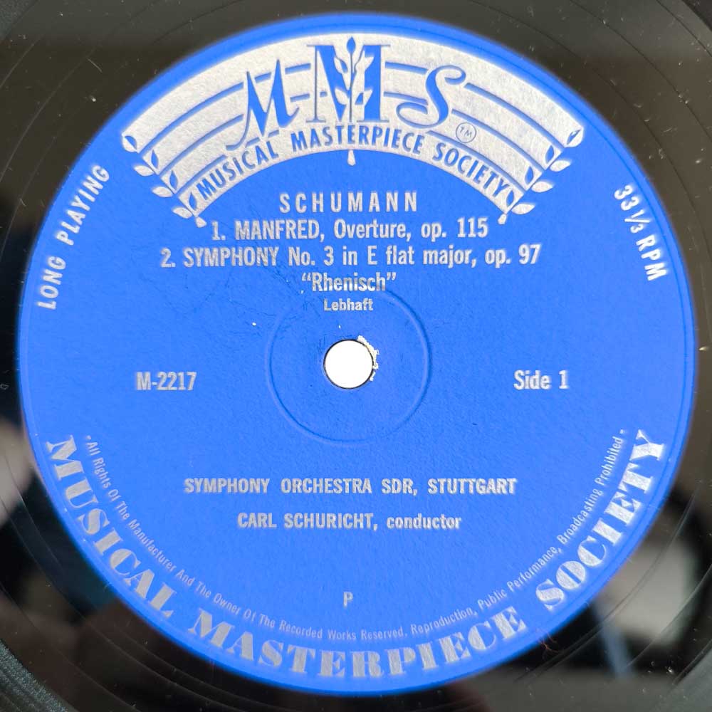 Schumann, Symphonie-Orchester Des SDR, Stuttgart · Carl Schuricht ‎– Symphonie Nr. 3 Rheinische / Manfred Ouvertüre  (LP)
