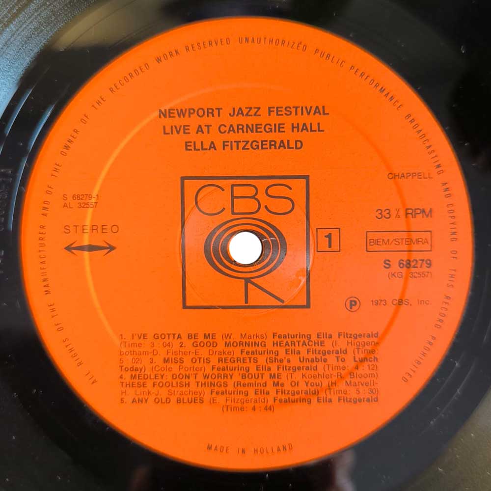 Ella Fitzgerald ‎– Newport Jazz Festival Live At Carnegie Hall (July 5, 1973)  (2 LP)