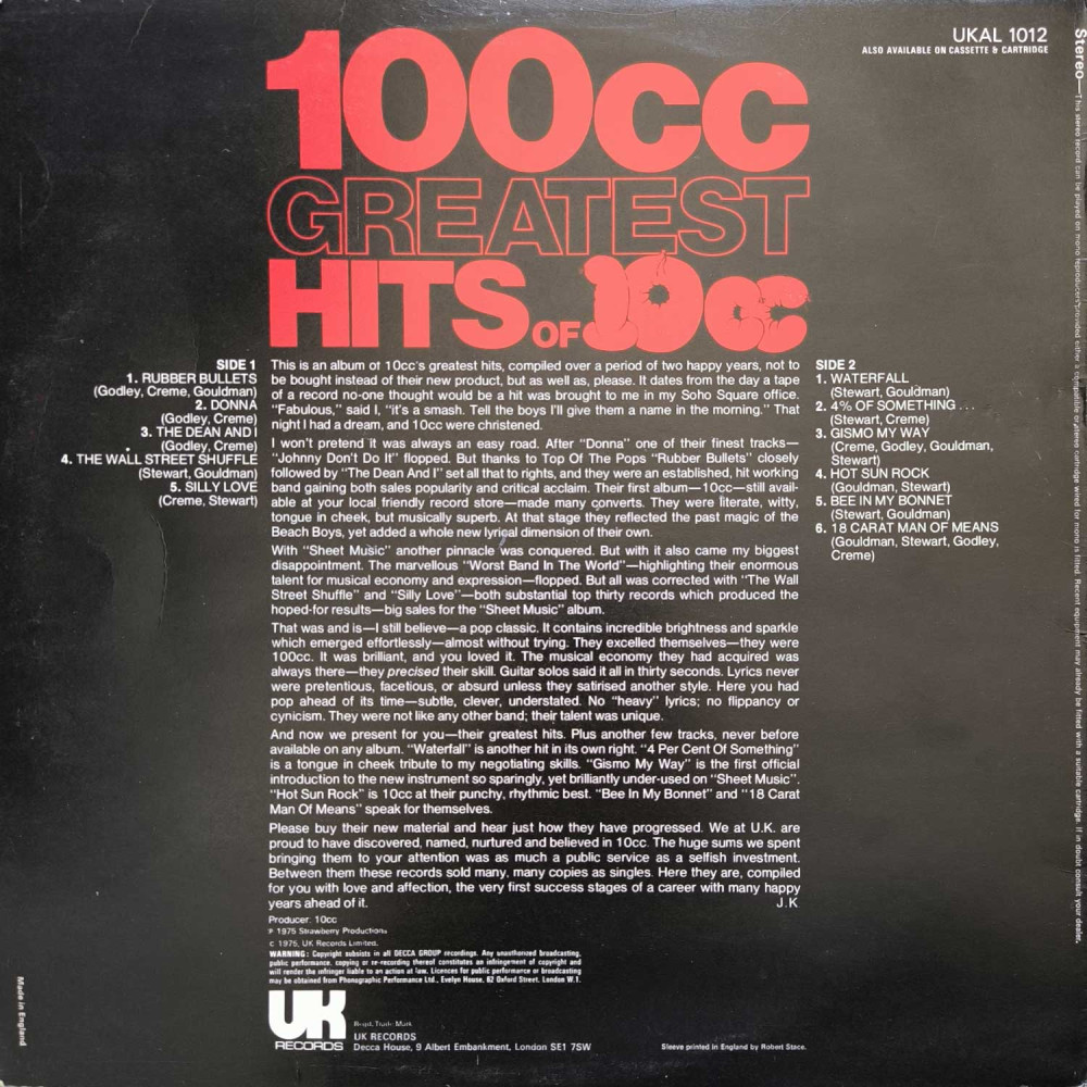 10cc – 100cc Greatest Hits Of 10cc (LP)