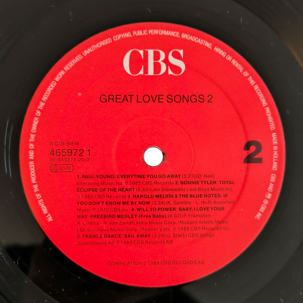 Various – Great Love Songs 2 (2 LP)