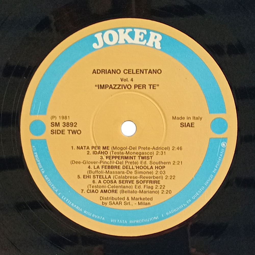 Adriano Celentano – Vol. 4 - Impazzivo Per Te (LP)