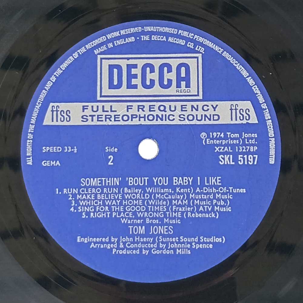 Tom Jones – Somethin' 'Bout You Baby I Like (LP)