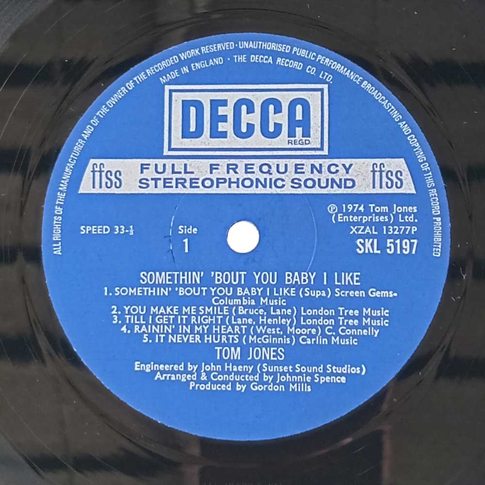 Tom Jones – Somethin' 'Bout You Baby I Like (LP)