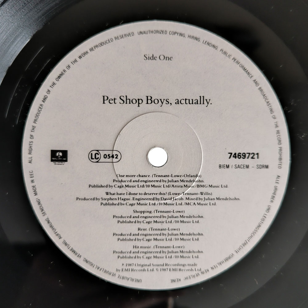 Pet Shop Boys – Actually (LP)