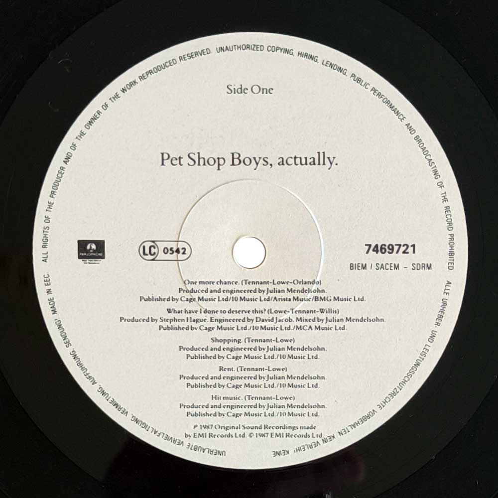 Pet Shop Boys – Actually (LP)