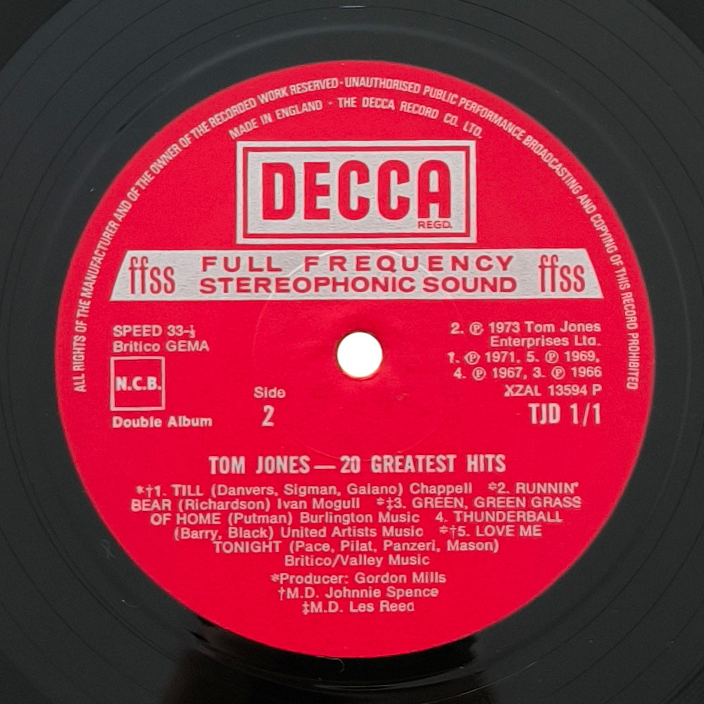 Tom Jones – 20 Greatest Hits (2 LP)