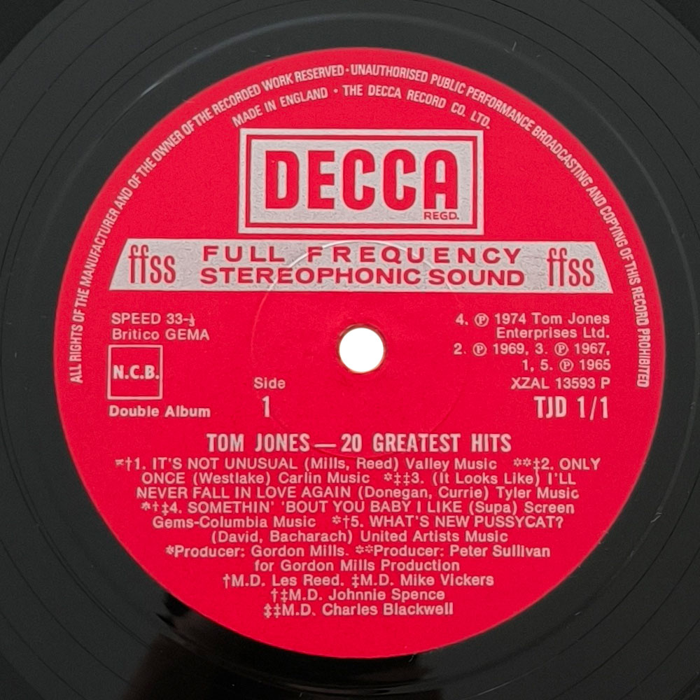 Tom Jones – 20 Greatest Hits (2LP)