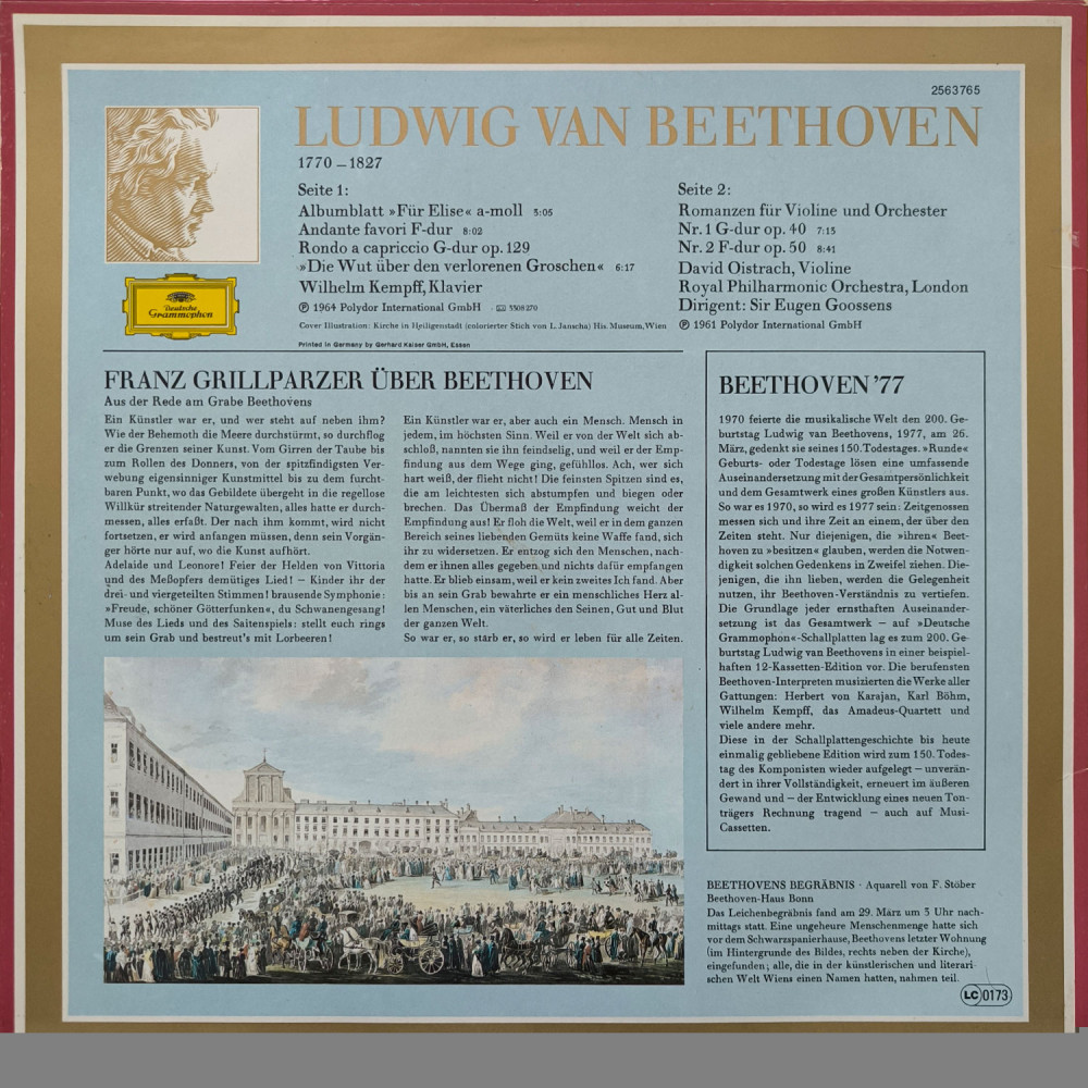 Beethoven Wilhelm Kempff David Oistrakh Fur Elise & 2 Violin Romances (LP)