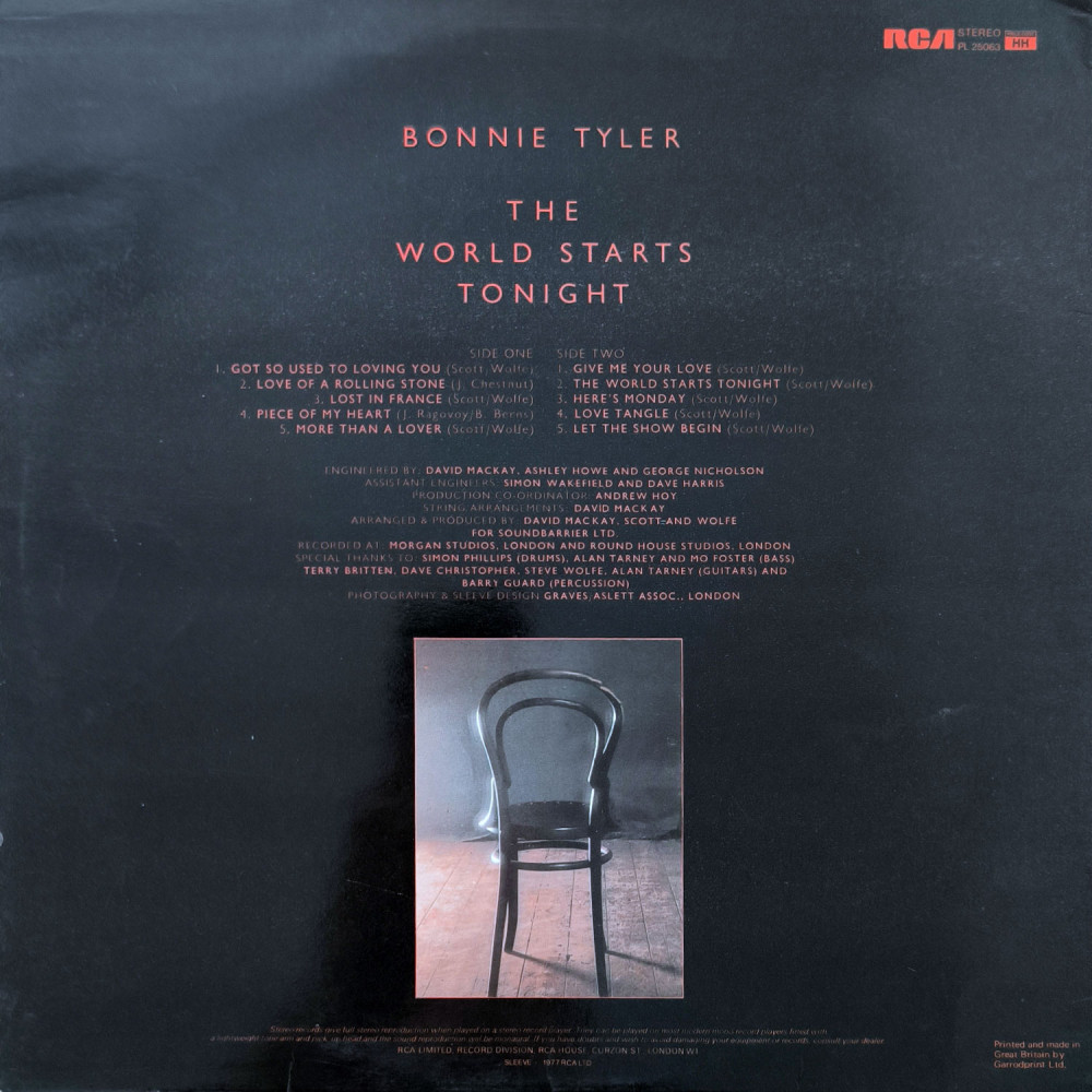 Bonnie Tyler – The World Starts Tonight (LP)