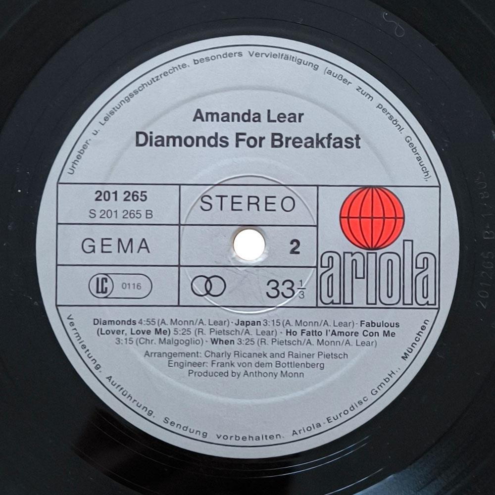 Amanda Lear – Diamonds For Breakfast (LP)