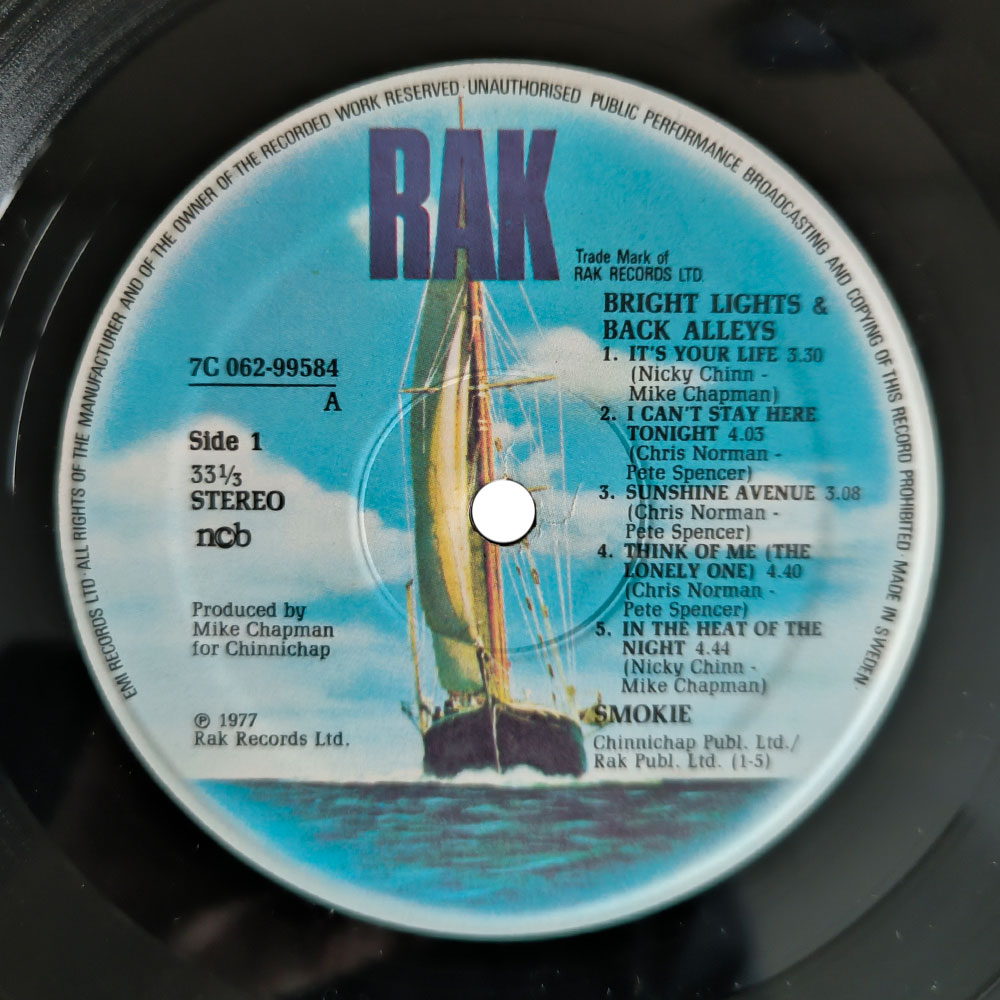 Smokie ‎– Bright Lights & Back Alleys (LP)