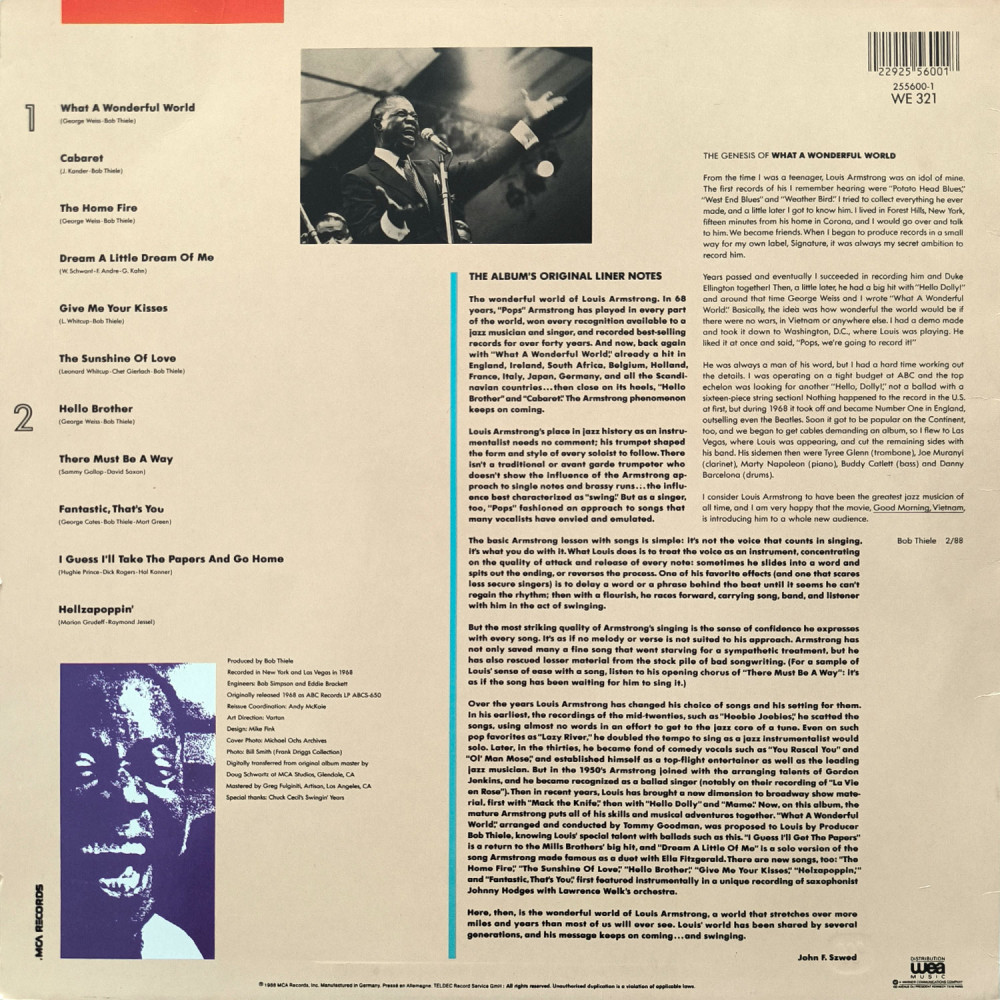 Louis Armstrong – What A Wonderful World (LP)