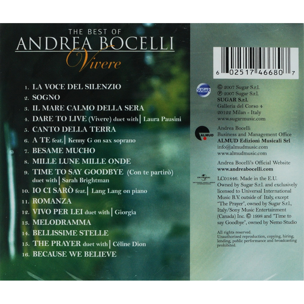 Andrea Bocelli – Vivere - The Best Of Andrea Bocelli (CD)