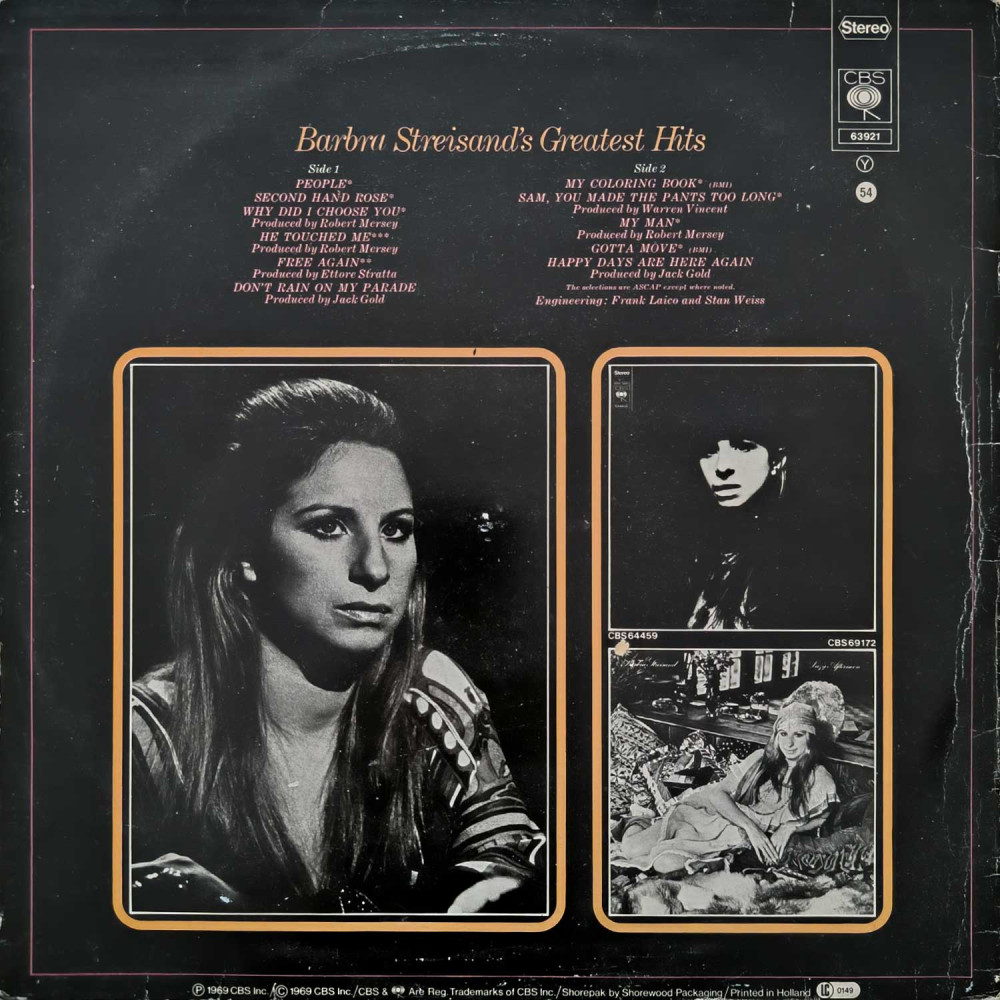 Barbra Streisand – Barbra Streisand's Greatest Hits (LP)