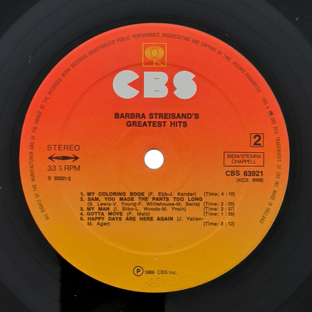 Barbra Streisand – Barbra Streisand's Greatest Hits (LP)