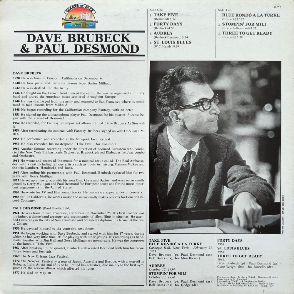 Dave Brubeck And Paul Desmond – Dave Brubeck And Paul Desmond (LP)