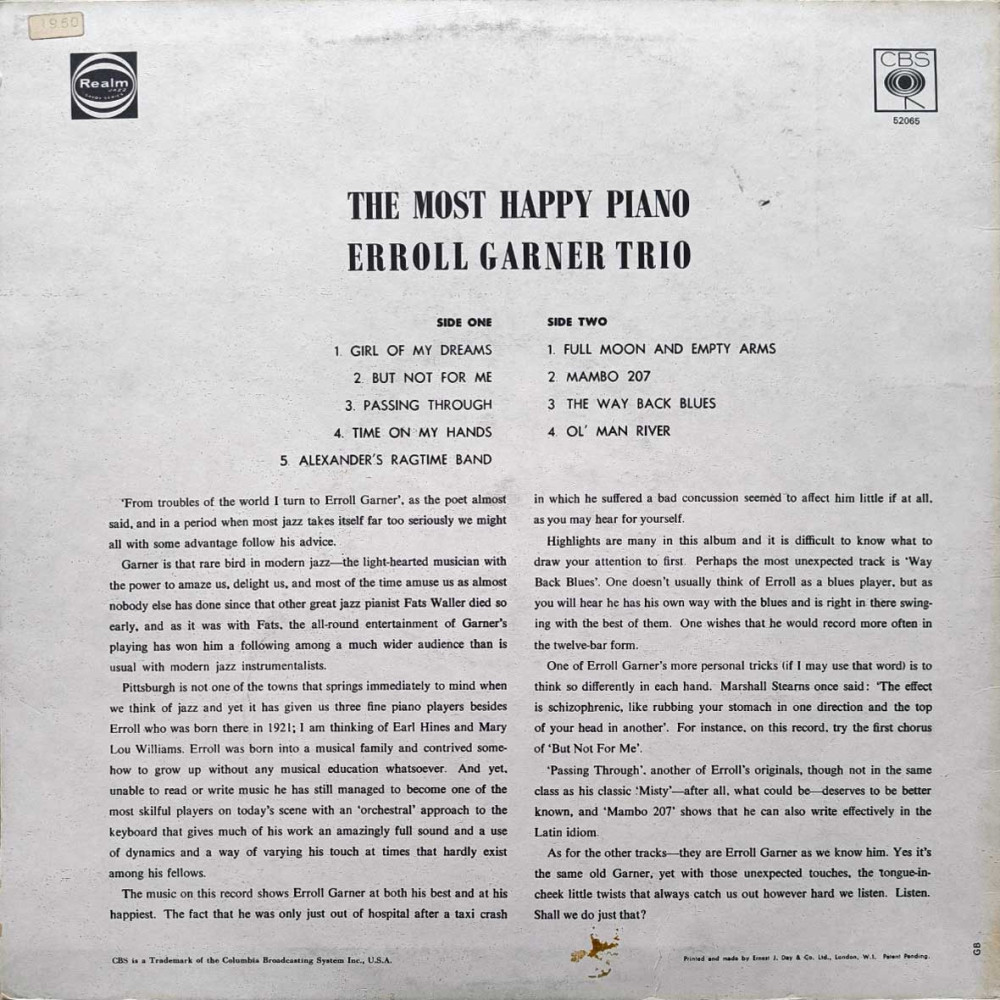 Erroll Garner – The Most Happy Piano (LP)