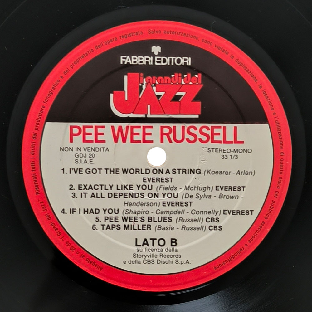 Pee Wee Russell ‎– Pee Wee Russell (LP)
