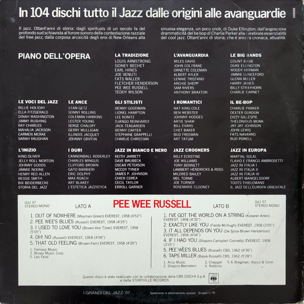 Pee Wee Russell ‎– Pee Wee Russell (LP)