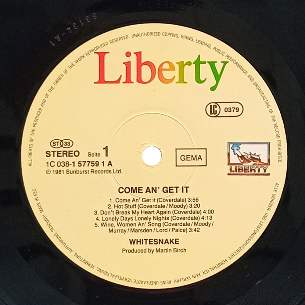 Whitesnake – Come An' Get It (LP)