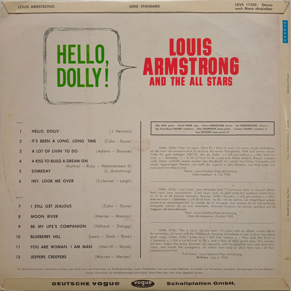Louis Armstrong And The All Stars – Hello Dolly (LP)