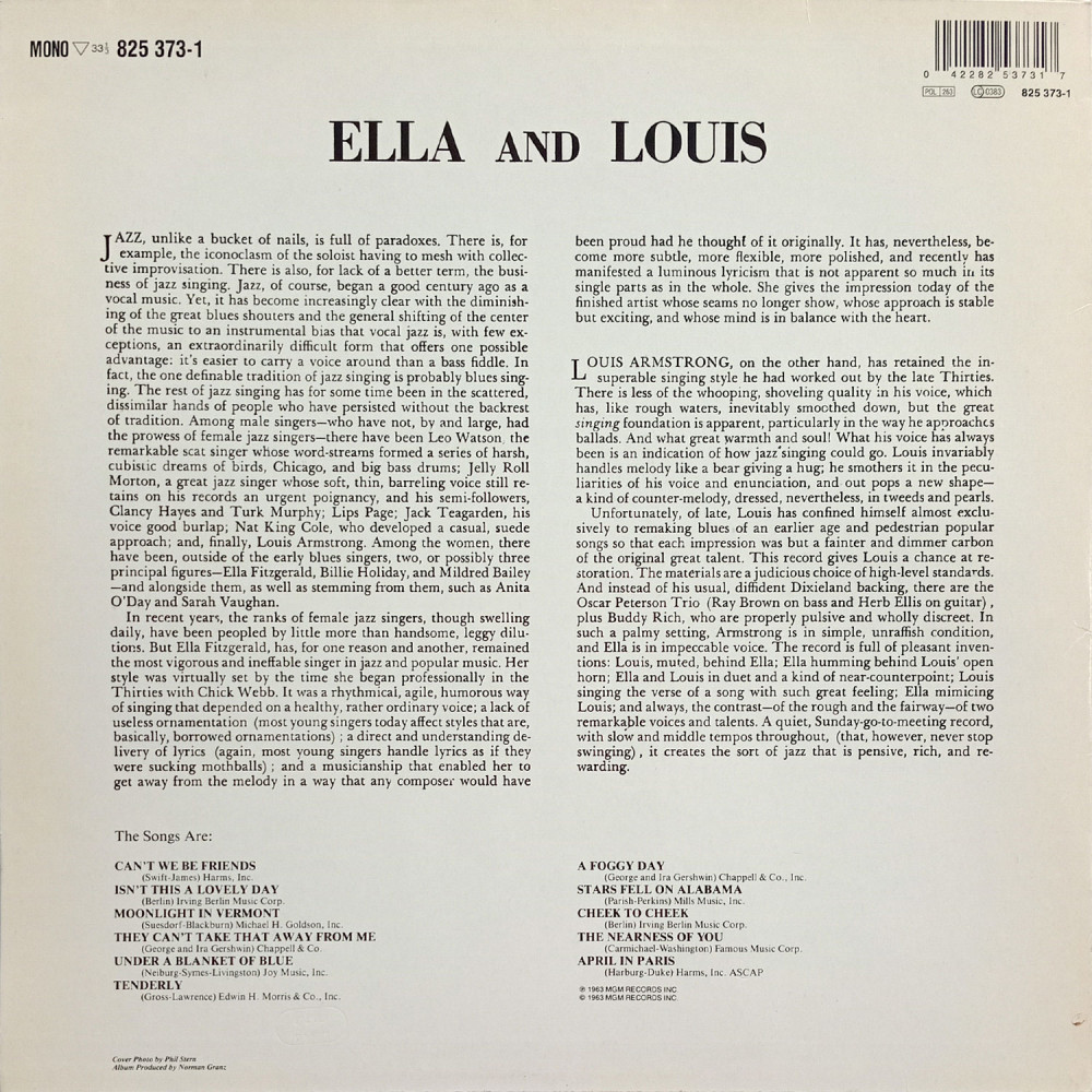 Ella Fitzgerald & Louis Armstrong – Ella And Louis (LP)