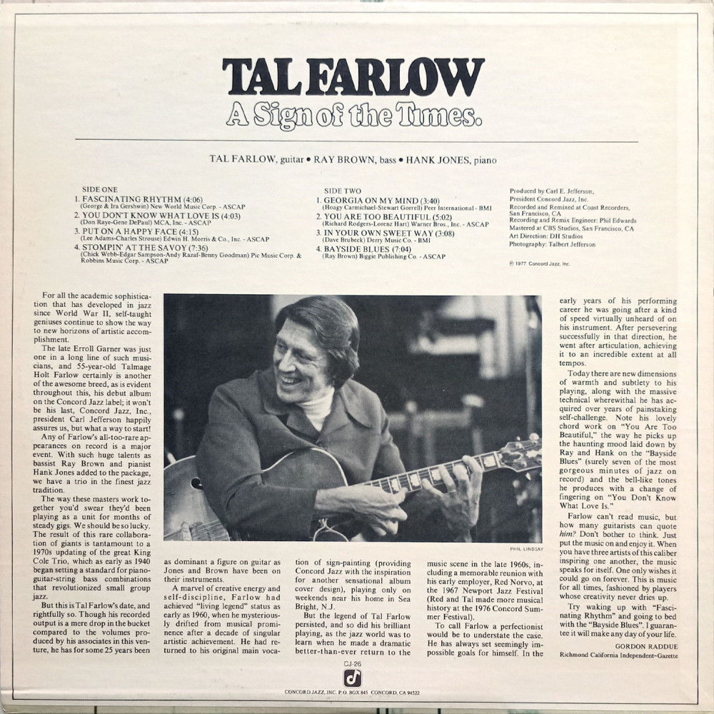 Tal Farlow – A Sign Of The Times (LP)