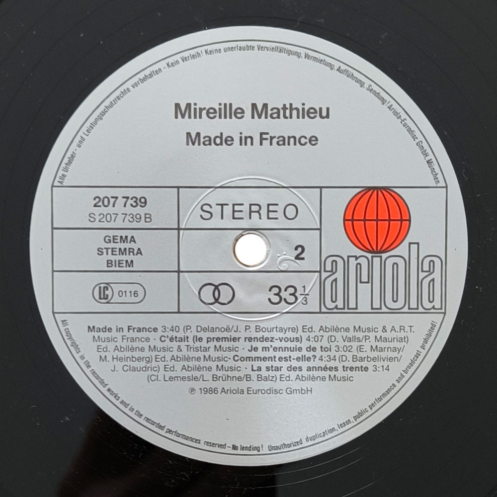 Mireille Mathieu ‎– Made In France (LP)