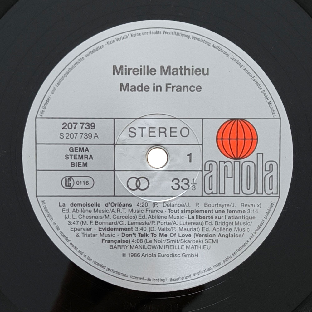 Mireille Mathieu ‎– Made In France (LP)