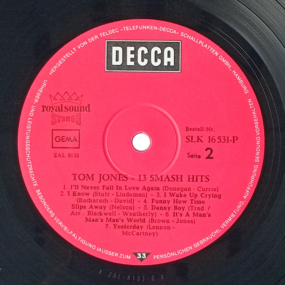 Tom Jones – 13 Smash Hits (LP)