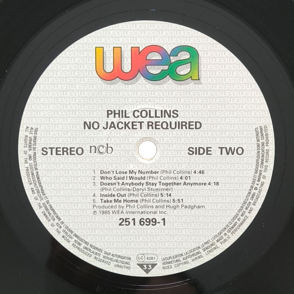 Phil Collins – No Jacket Required (LP)