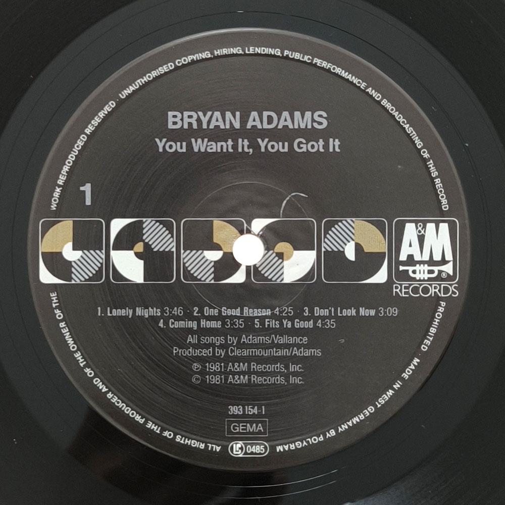 Bryan Adams – You Want It, You Got It (LP)