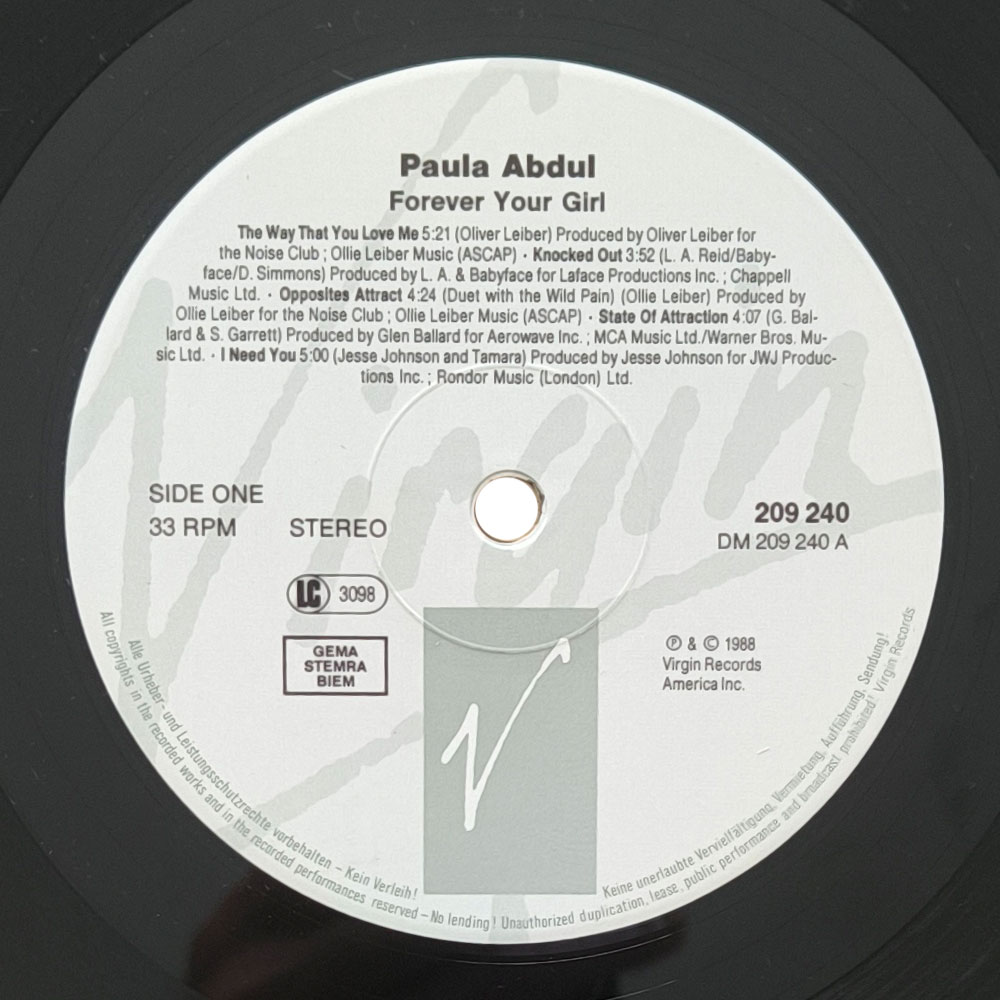 Paula Abdul ‎– Forever Your Girl (LP)
