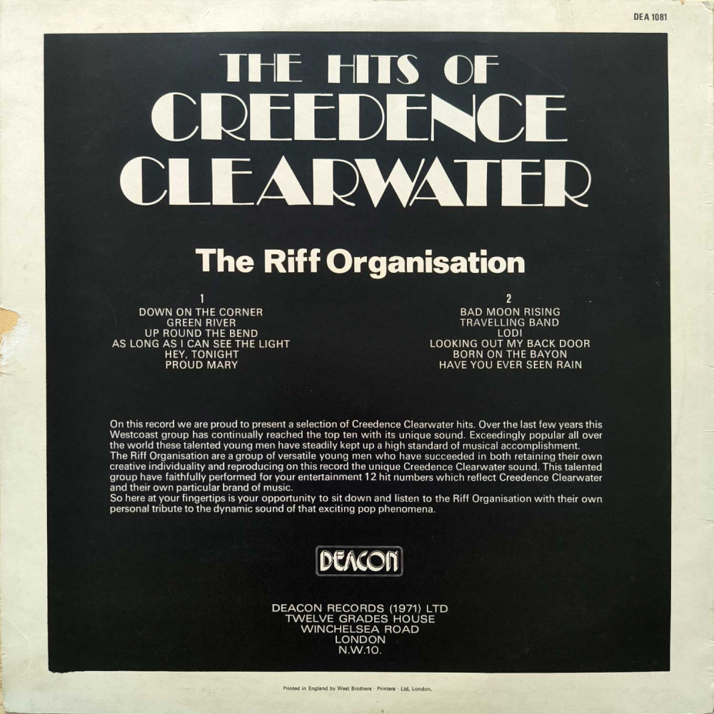 The Riff Association ‎– The Hits Of Creedence Clearwater Revival (LP)