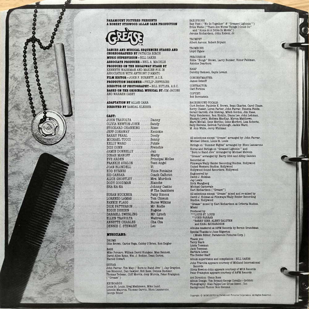 Various ‎– Grease (The Original Soundtrack From The Motion Picture) (2 LP)