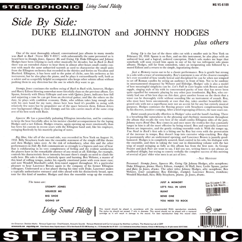 Duke Ellington And Johnny Hodges – Side By Side (LP)