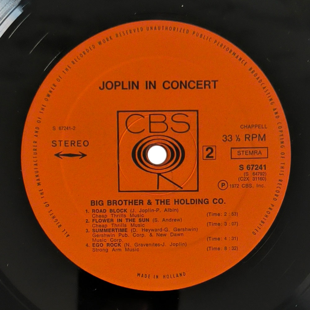 Janis Joplin ‎– Joplin In Concert (2 LP)