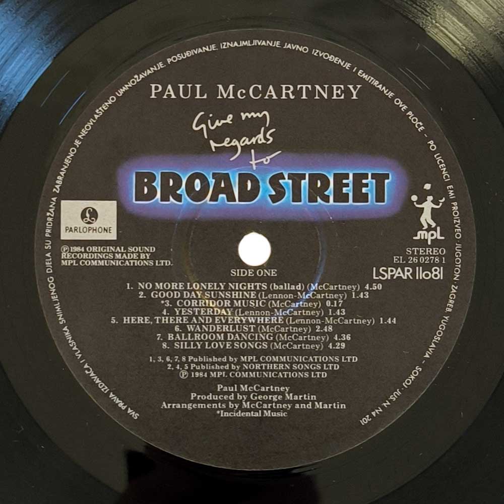 Paul McCartney – Give My Regards To Broad Street (LP)