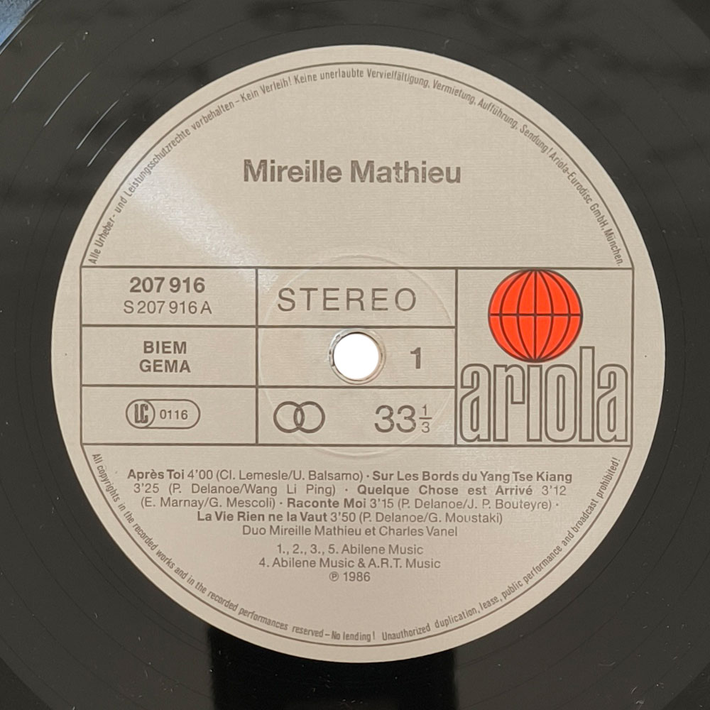 Mireille Mathieu ‎– Après Toi (LP)