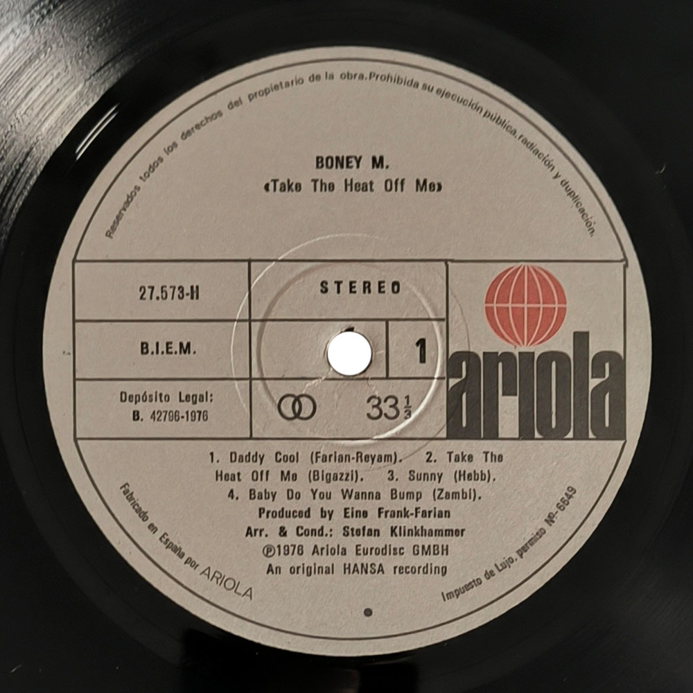 Boney M. ‎– Take The Heat Off Me (LP)