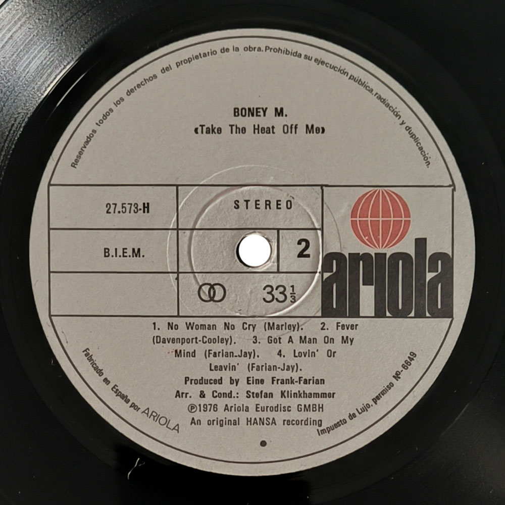 Boney M. ‎– Take The Heat Off Me (LP)