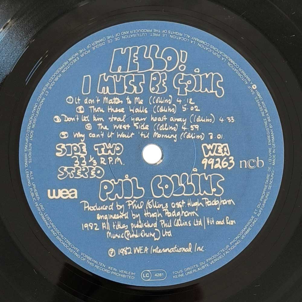 Phil Collins ‎- Hello, I Must Be Going (LP)