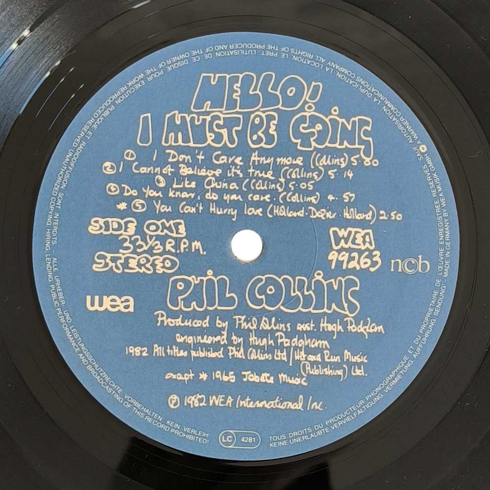 Phil Collins ‎- Hello, I Must Be Going (LP)