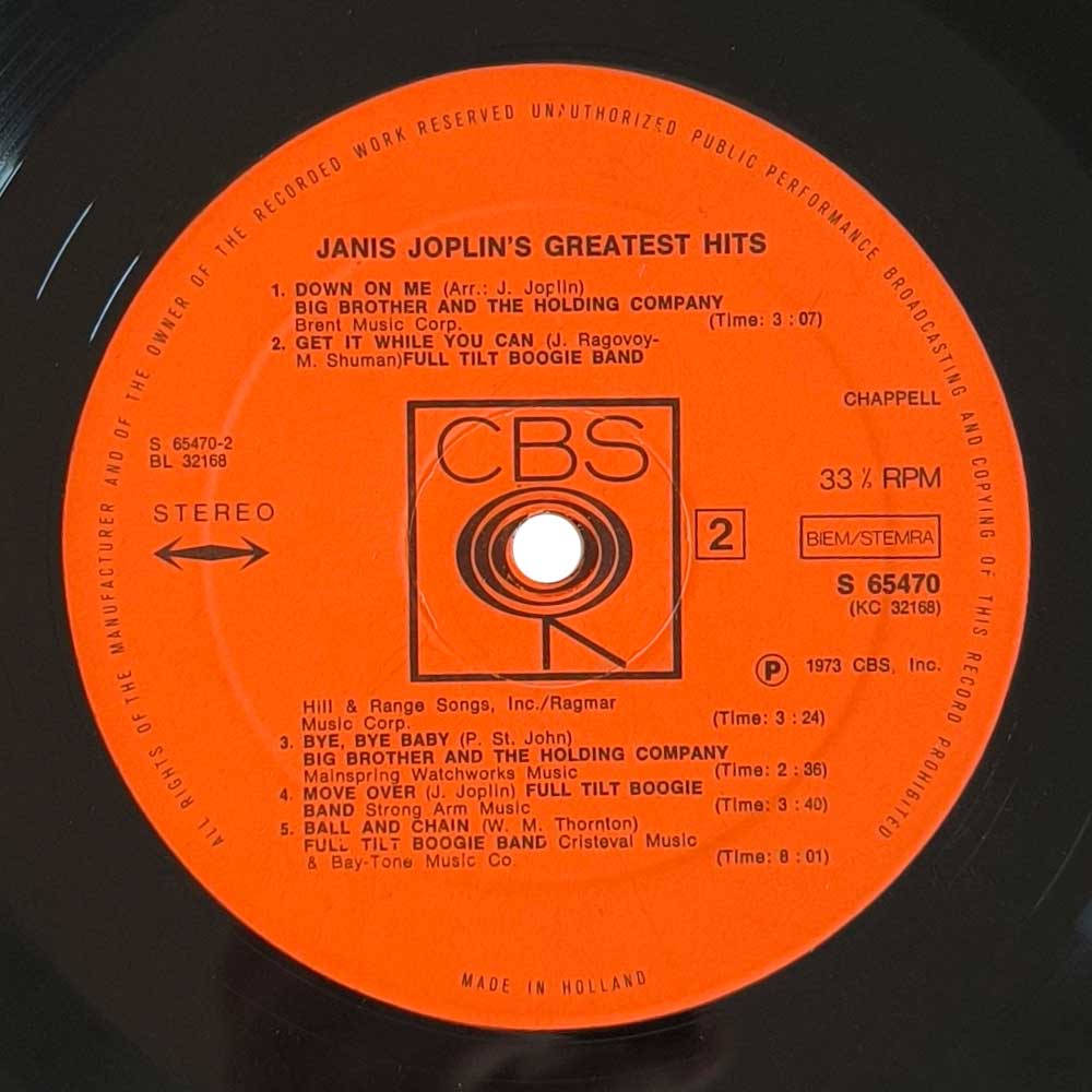 Janis Joplin ‎– Janis Joplin's Greatest Hits (LP)